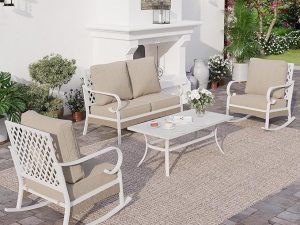 4 Piece Metal Outdoor Patio Furniture Sets